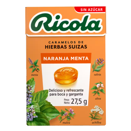 Ricola caramelos naranja menta sin azucar