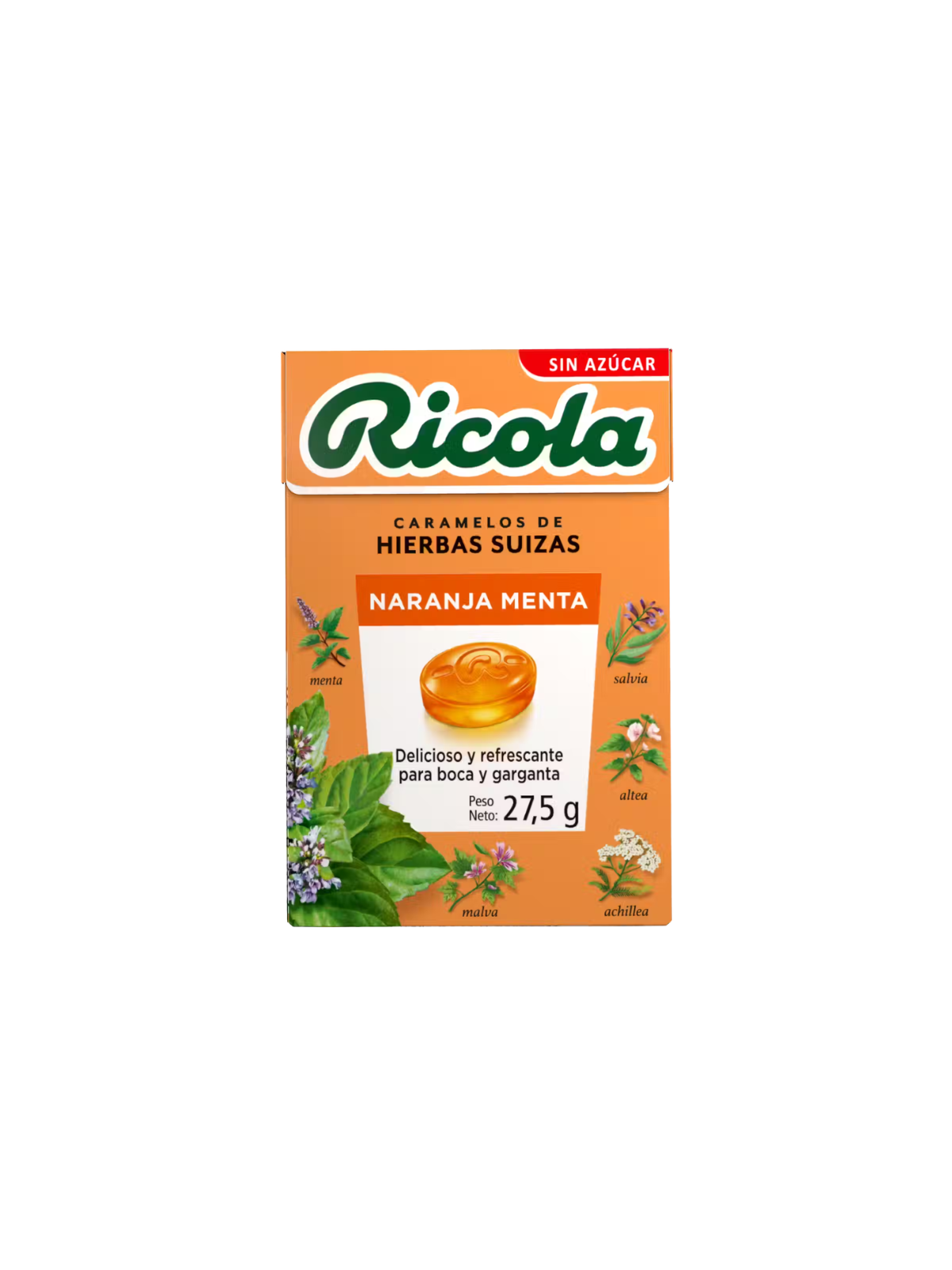 Ricola caramelos naranja menta sin azucar