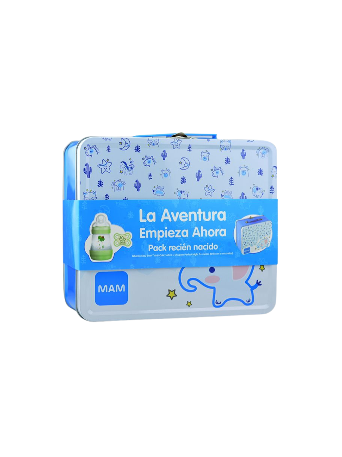 Mam caja metalica biberon 160 ml y chupete verde