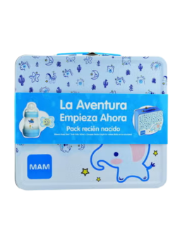 Mam caja metalica bibe anticolic 160 ml y chupete azul