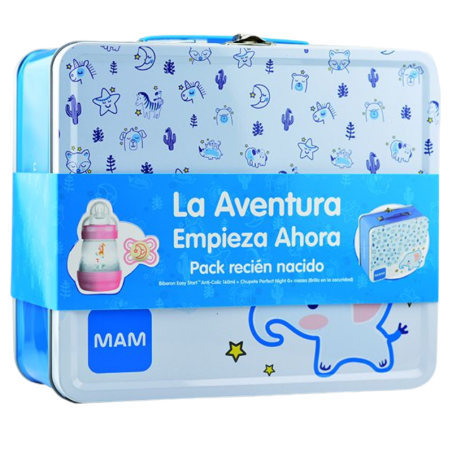 Mam caja metalica biberon 160 ml y chupete rosa