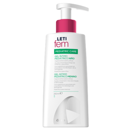 Suave y eficaz limpieza de la zona genital de tu bebé con Leti Fem Gel Íntimo Pediátrico de 250 ml.