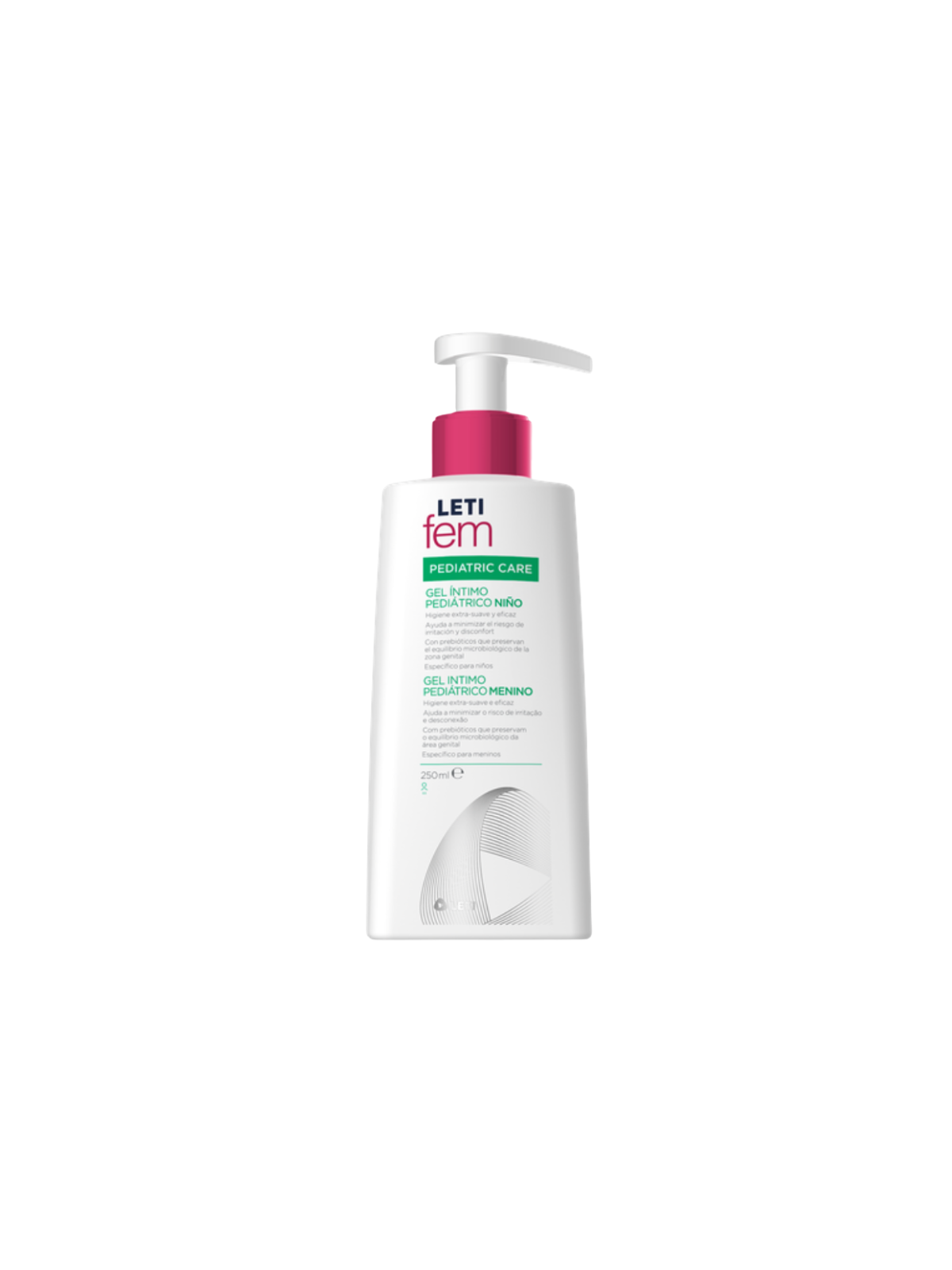 Suave y eficaz limpieza de la zona genital de tu bebé con Leti Fem Gel Íntimo Pediátrico de 250 ml.