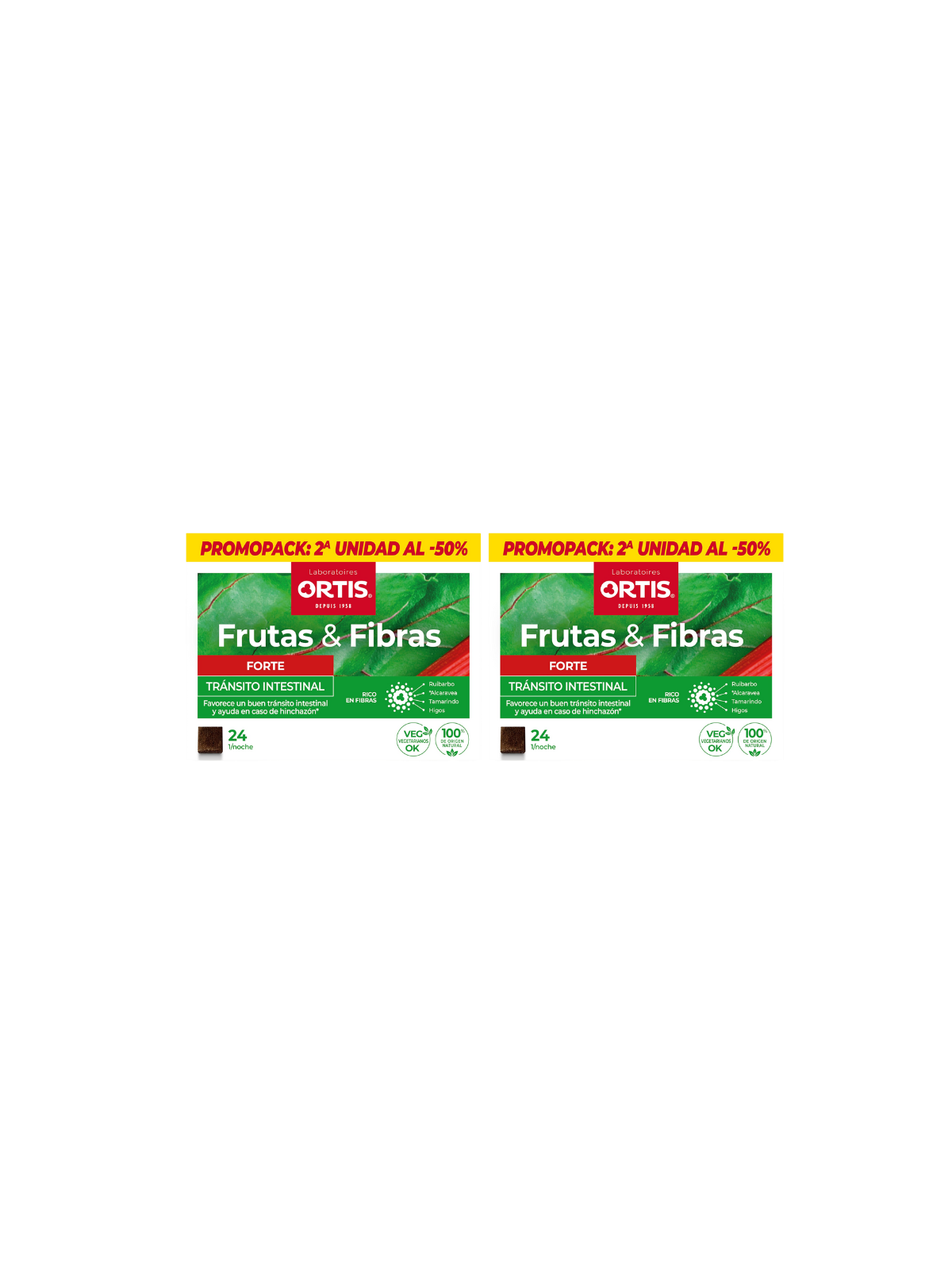 Ortis Fruta y fibra forte duplo 24+24 cubos 1/noche