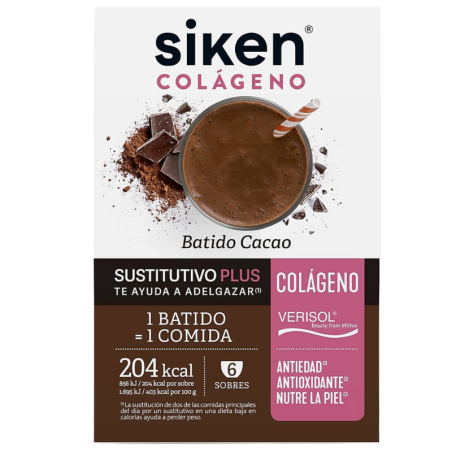 Siken sustitutivo colageno batido 6 sobres 50 g sabor cacao