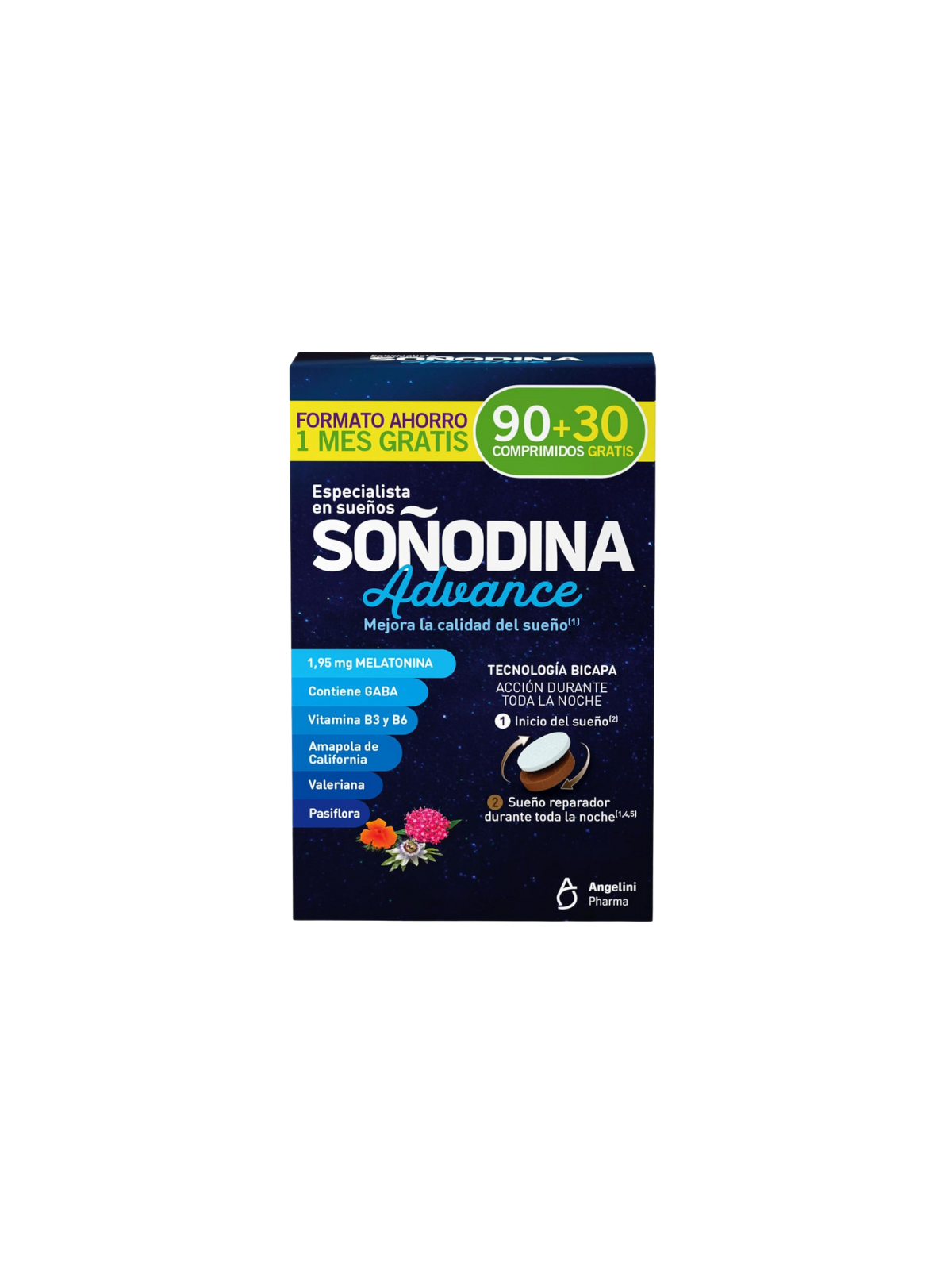 Soñodina advance melatonina bicapa 90 + 30