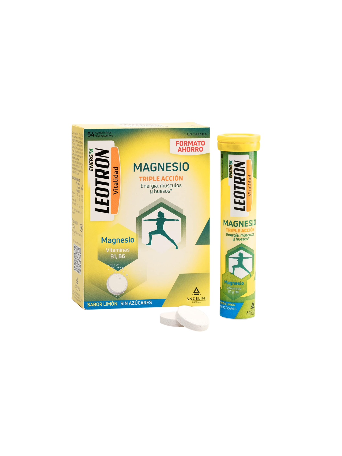 Leotron magnesio + potasio angelini 54 comprimidos efervescentes