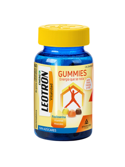Leotron gummies 60 caramelos de goma masticables sabor limon, naranja y cola