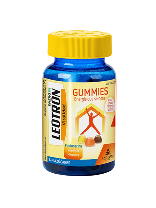 Leotron gummies 60 caramelos de goma masticables sabor limon, naranja y cola
