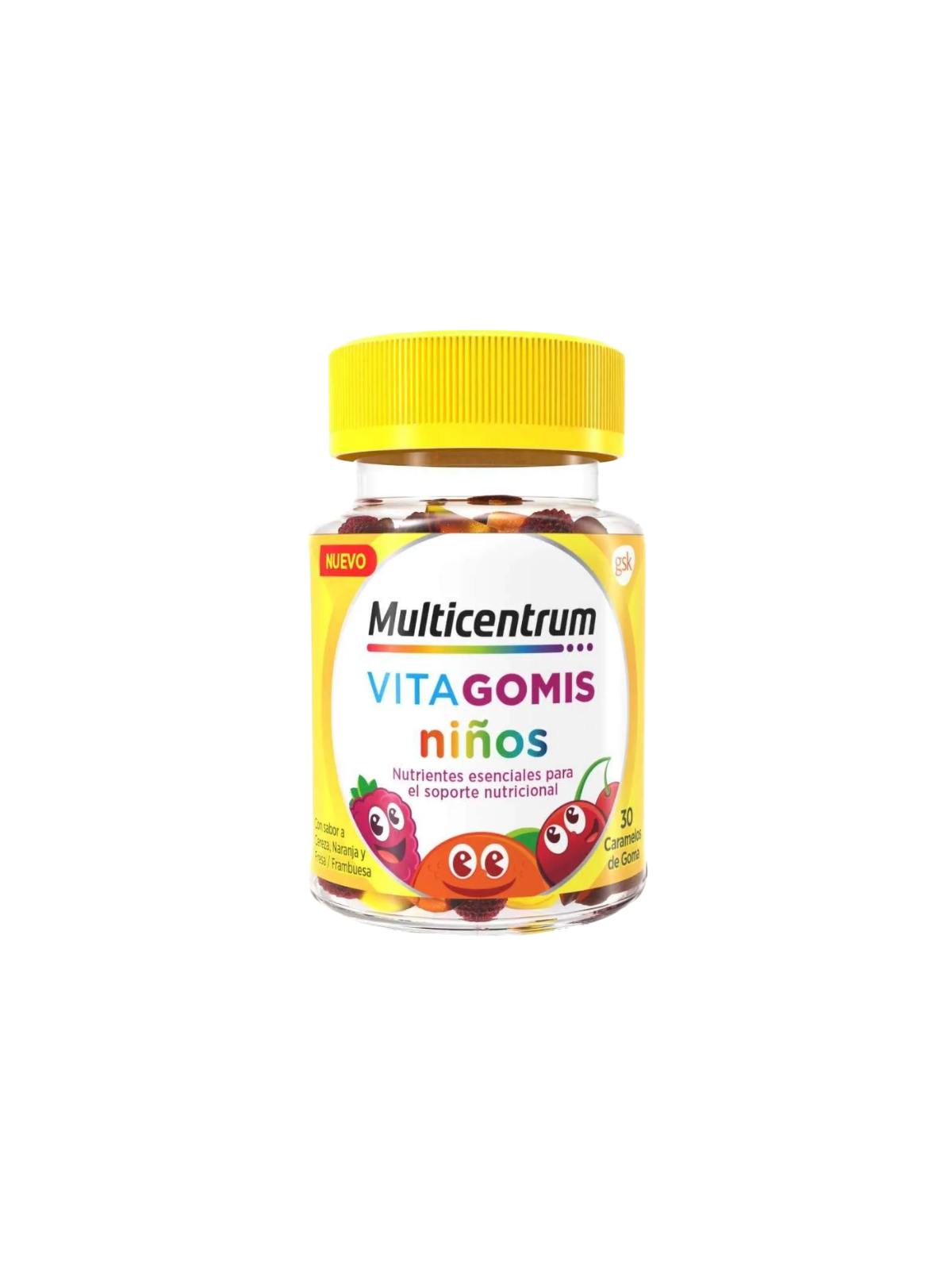 Multicentrum Vitagomis Niños Sabor Cereza, Naranja y Fresa / Frambuesa 30 gominolas