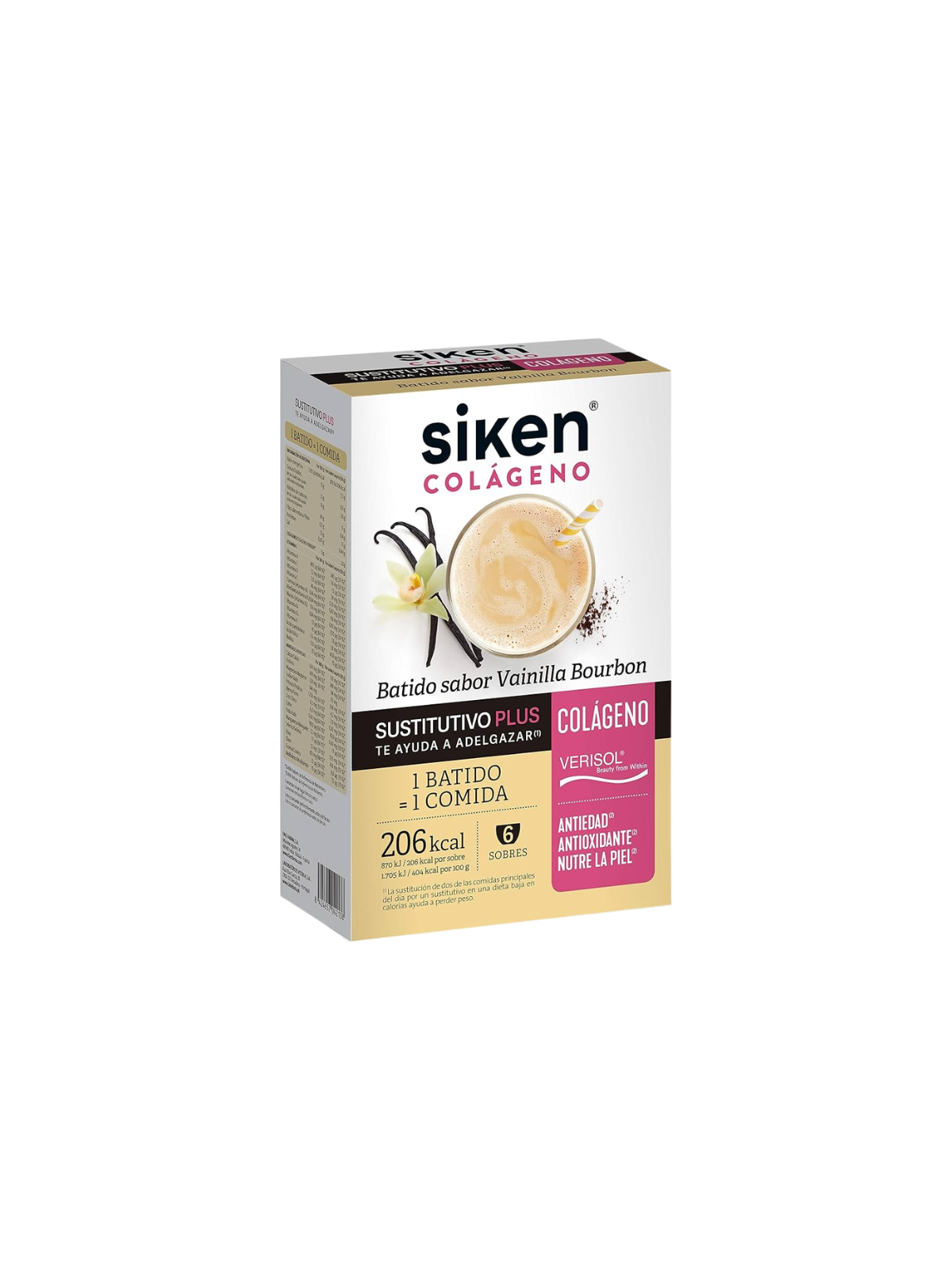 Siken sustitutivo colageno batido 6 sobres 50g sabor vainilla bourbon
