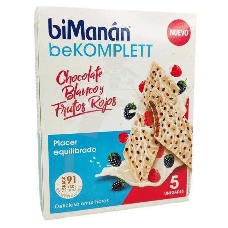BiManán beKomplett Chocolate Blanco y Frutos Rojos (5 Barritas)