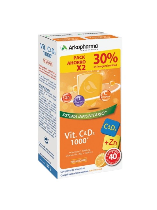 Arkopharma vitamina C + D3 1000 40 comprimidos efervescentes pack