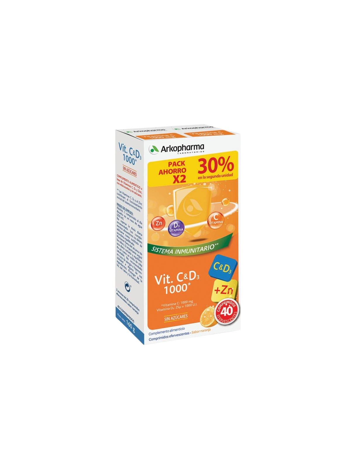 Arkopharma vitamina C + D3 1000 40 comprimidos efervescentes pack