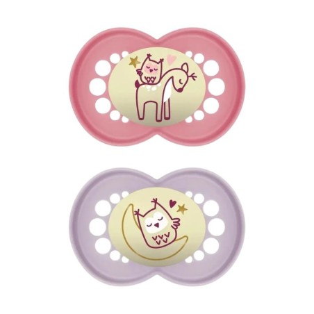 Mam chupetes night 6m+ latex niña 2 unid