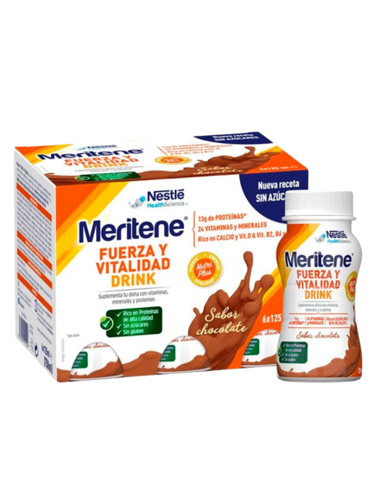 Meritene fuerza y vitalidad drink 6 botellas 180 ml sabor chocolate