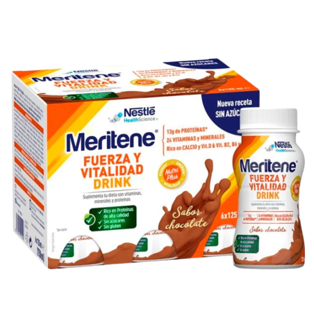 Meritene fuerza y vitalidad drink 6 botellas 180 ml sabor chocolate