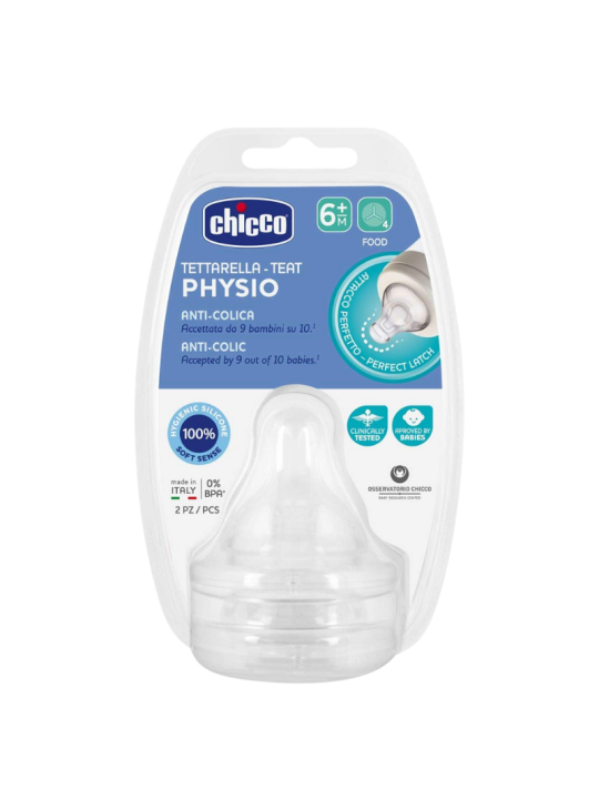 Chicco tetina physio 4m+ flujo rápido silicona 2 uds