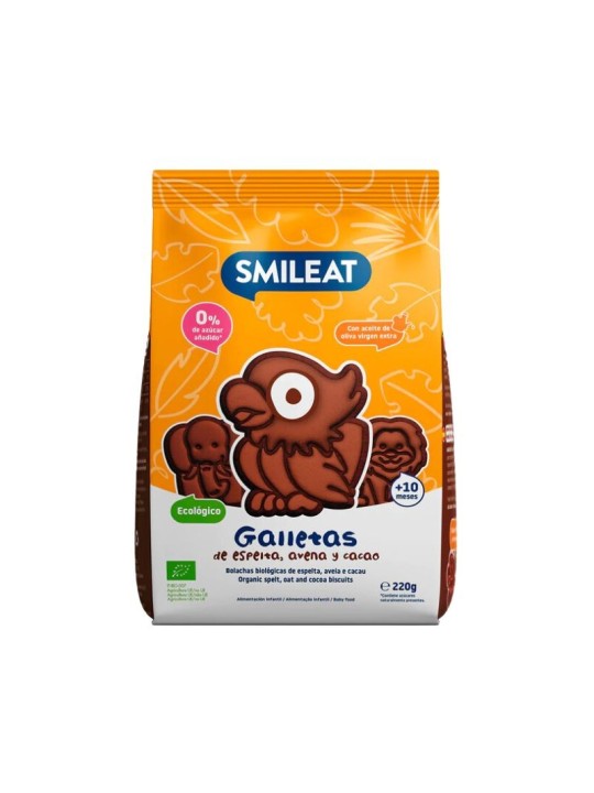 Smileat galletas de espelta, avena y cacao ECO 1 bolsa 220g
