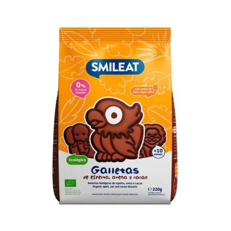 Smileat galletas de espelta, avena y cacao ECO 1 bolsa 220g