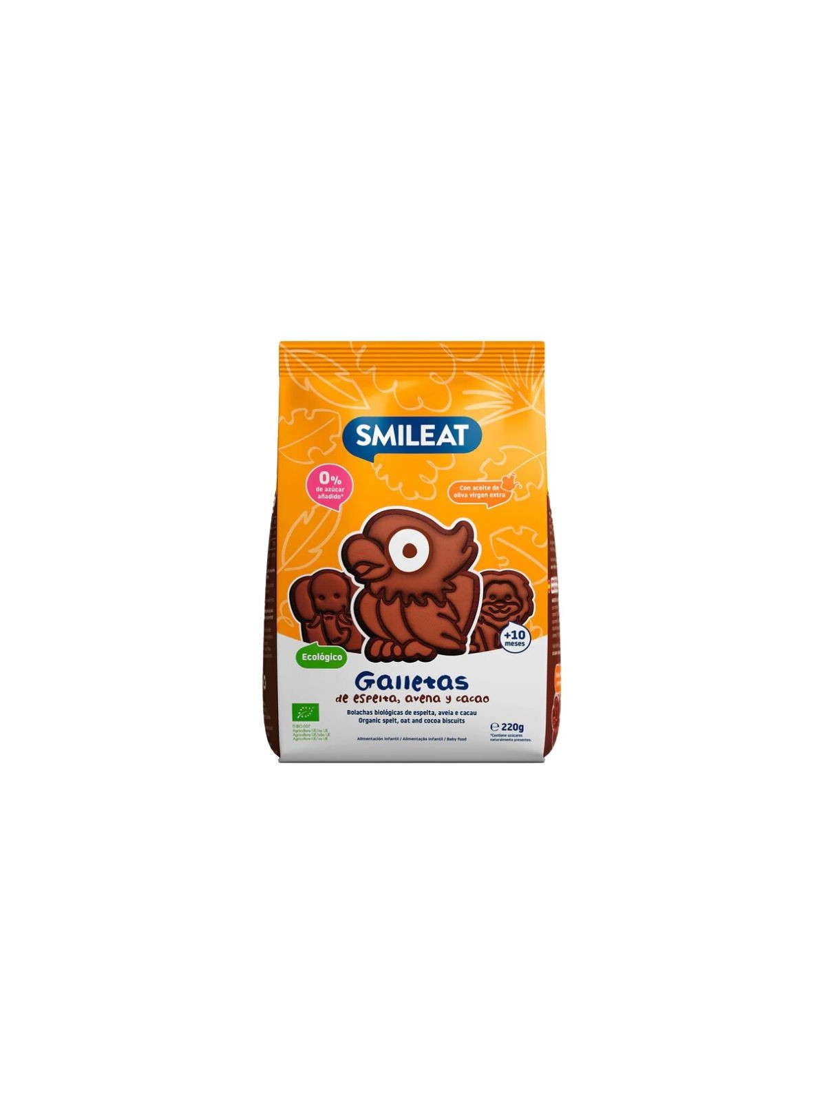 Smileat galletas de espelta, avena y cacao ECO 1 bolsa 220g