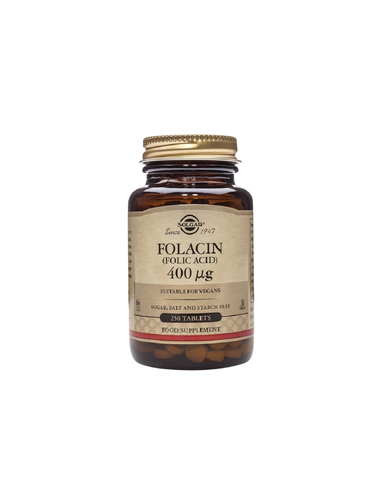 Solgar ácido fólico 400 mcg folacin 250 comprimidos