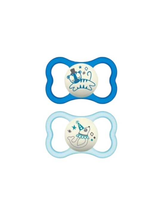 MAM air night chupete silicona azul 6+m pack doble