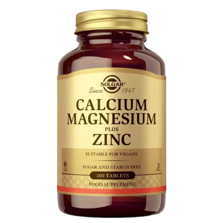 Solgar calcio y magnesio con zinc 100 comprimidos
