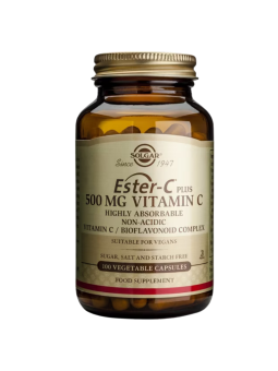 Solgar ester C plus vitamin C bioflavonoides citricos complex 100 cápsulas vegetales
