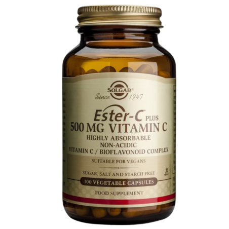 Solgar ester C plus vitamin C bioflavonoides citricos complex 100 cápsulas vegetales