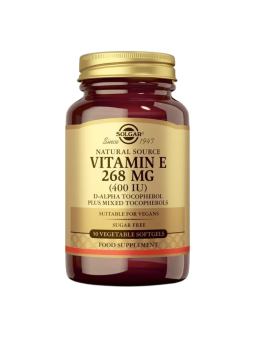 Solgar vitamina E 268mg (400 UI) D-alfa tocoferol y mezcla de tocoferoles 50 capsulas blandas