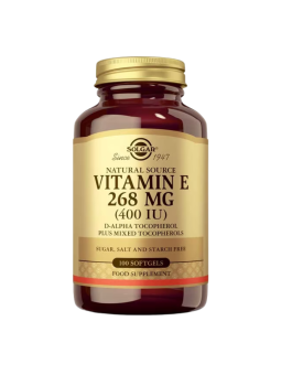Solgar vitamina E 268 mg (400 UI) D-alfa tocoferol y mezcla de tocoferoles 100 capsulas blandas