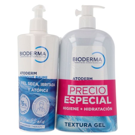 Bioderma pack atoderm intensive baume 500 ml + intensive gel moussant 1litro