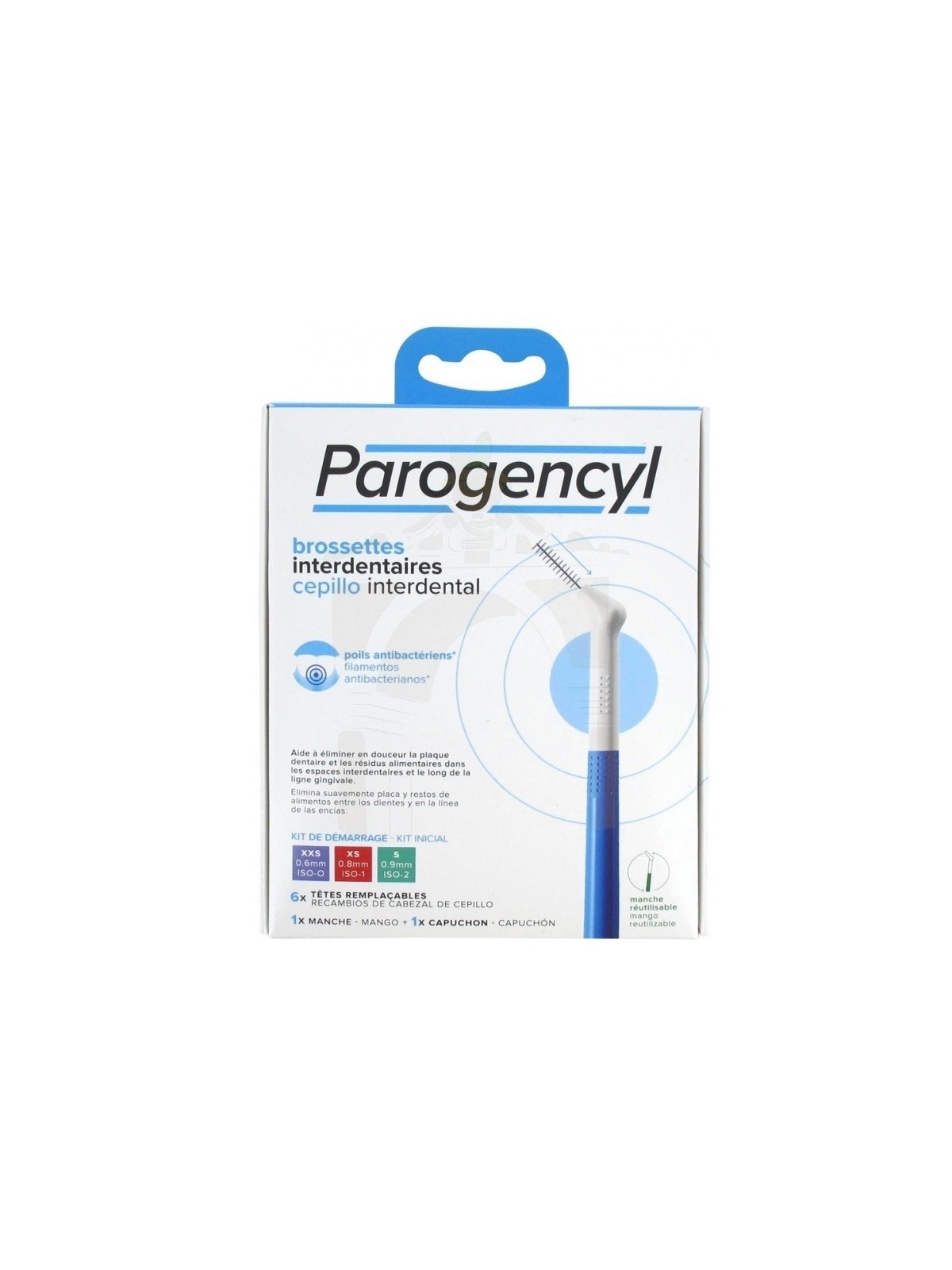 Parogencyl cepillo interdental kit iniciacion mango + capuchon + 6 recambios