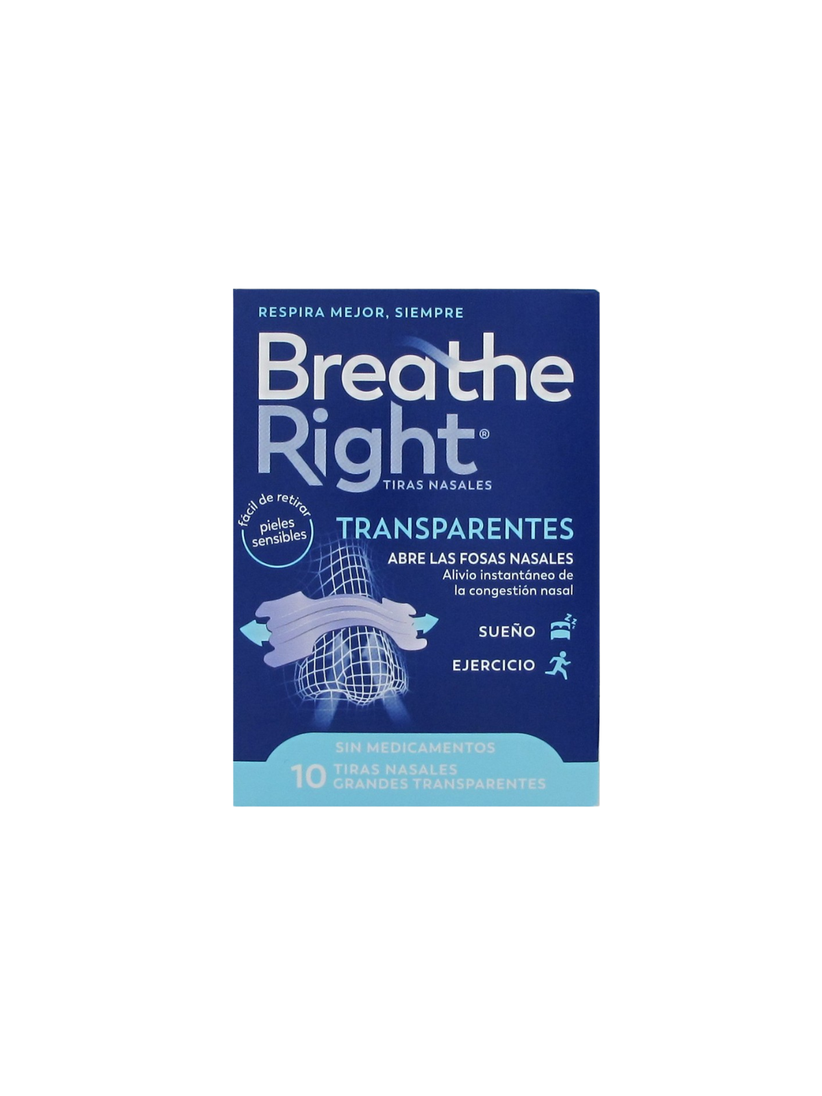 Breathe right transparentes 10 unidades talla grande