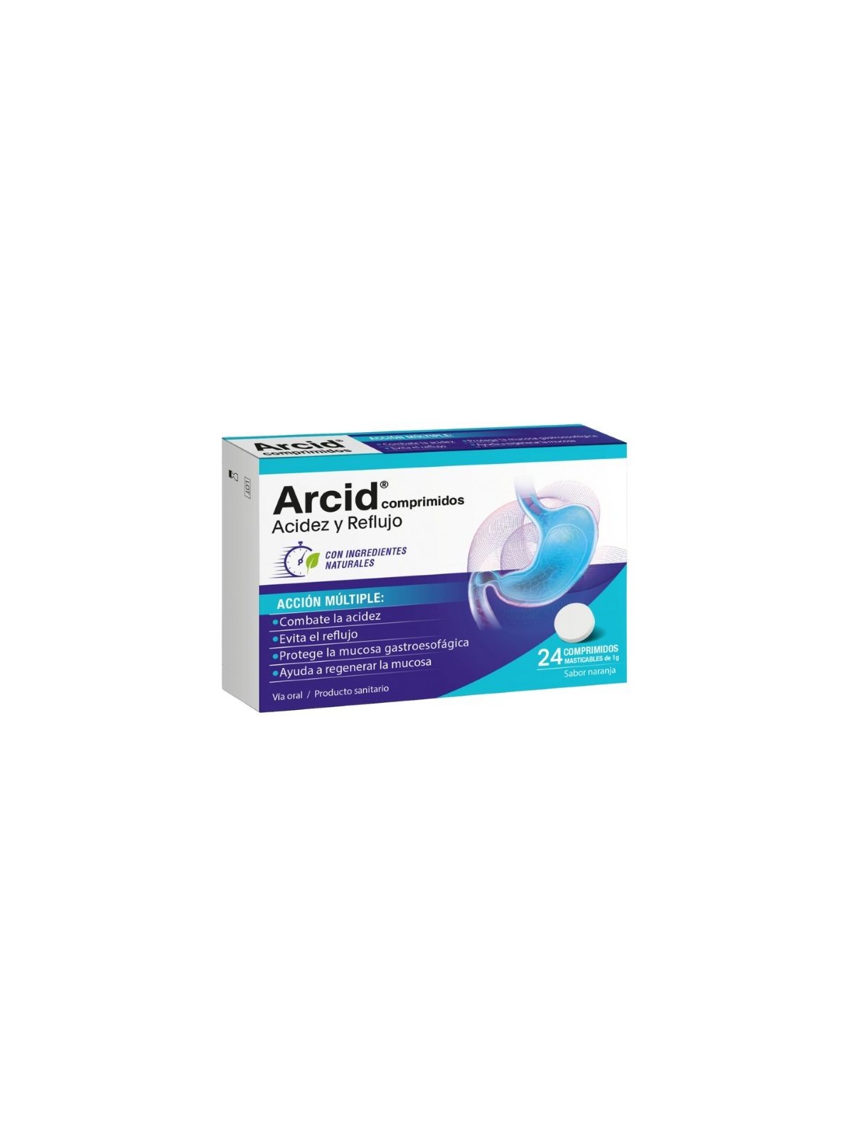Arcid 24 comprimidos masticables sabor naranja