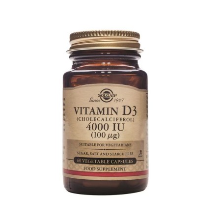 Solgar vitamina D3 colecalciferol 4000 UI 100 microgramos 60 cápsulas vegetales