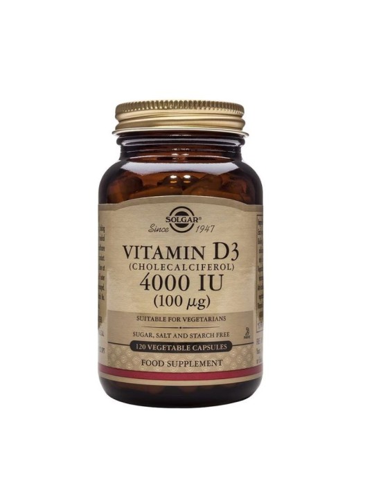 Solgar vitamina D3 colecalciferol 4000 UI 100 microgramos 120 cápsulas vegetales