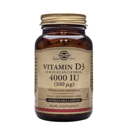 Solgar vitamina D3 colecalciferol 4000 UI 100 microgramos 120 cápsulas vegetales