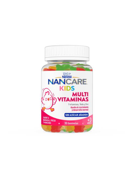 Nancare kids multivitaminas 30 gominolas sabor naranja, fresa y manzana