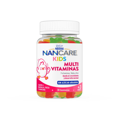 Nancare kids multivitaminas 30 gominolas sabor naranja, fresa y manzana