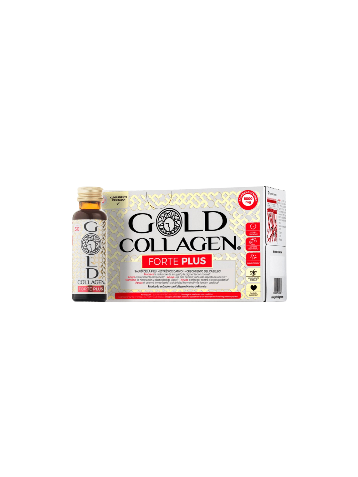 Gold Collagen Forte plus 10 frascos 50ml sabor melocotón y lichi