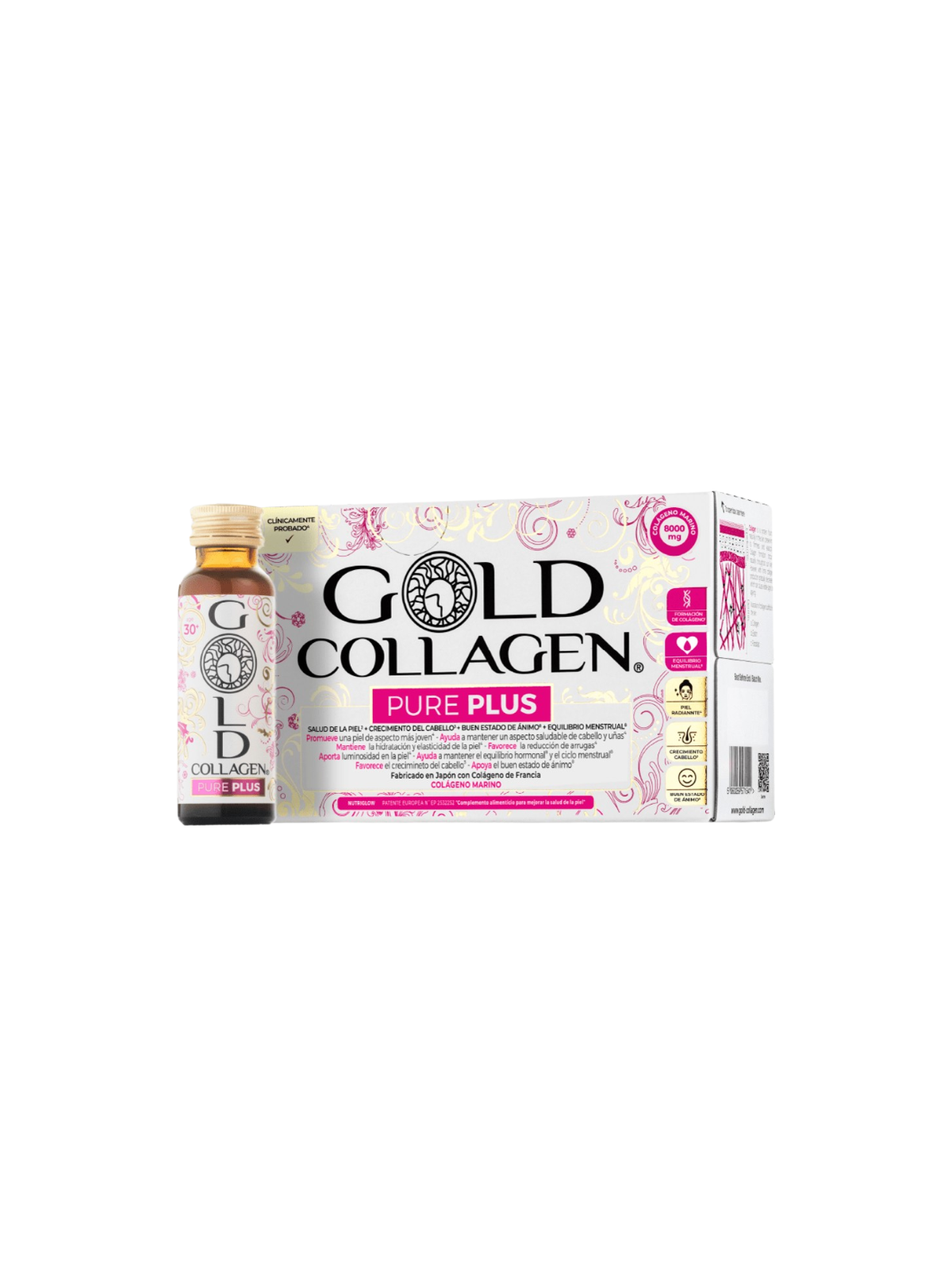 Gold Collagen pure plus 10 frascos 50ml sabor melocotón y naranja