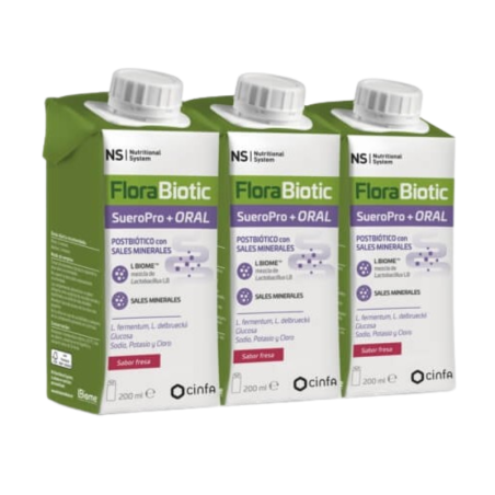 NS florabiotic sueropro+ oral 3 envases 200ml sabor fresa