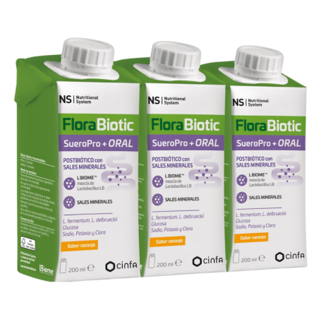 NS florabiotic sueropro+ oral 3 envases 200ml sabor naranja