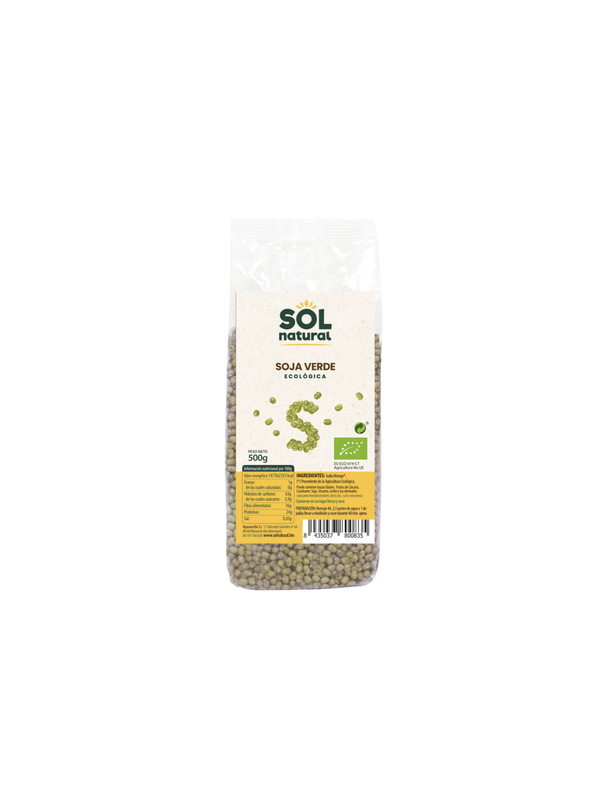 Sol natural soja verde ecológica 500g