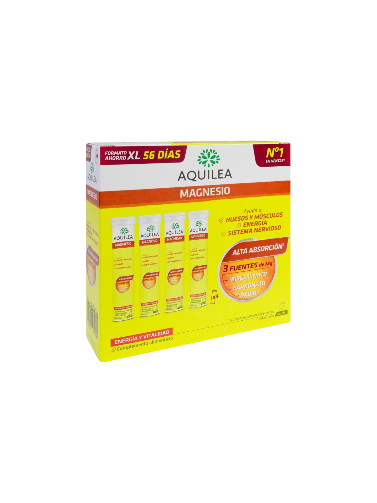 Aquilea magnesio 375 mg 56 comp. efervescentes sabor limón formato XL