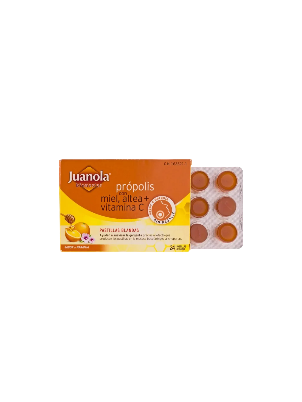 Juanola propolis miel altea y vitamina c 36 pastillas de goma sabor naranja