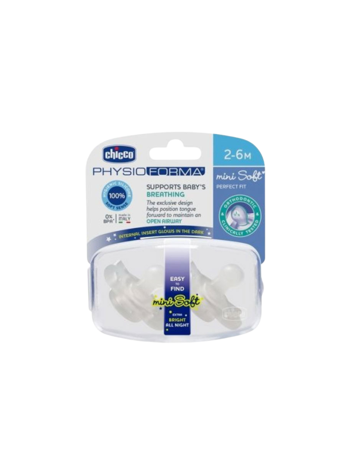 Chicco chupete minisoft glowing 2-6m