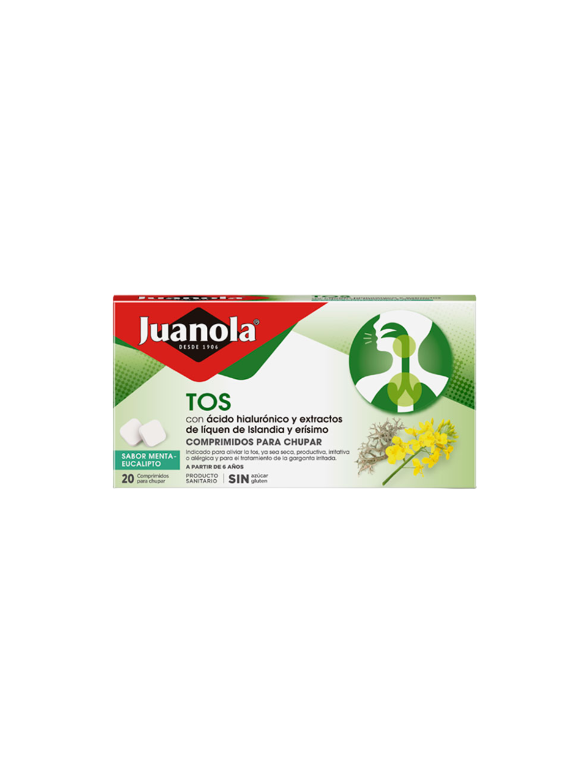 Juanola tos 20 comprimidos para chupar sabor menta eucalipto